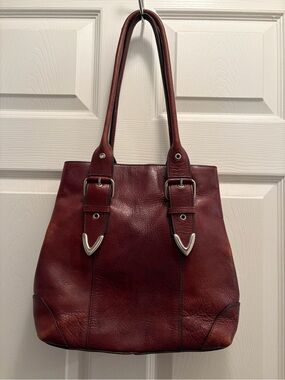 Wilsons Leather Oxblood Genuine Leather Tote Bag Shoulder Purse Burgundy
